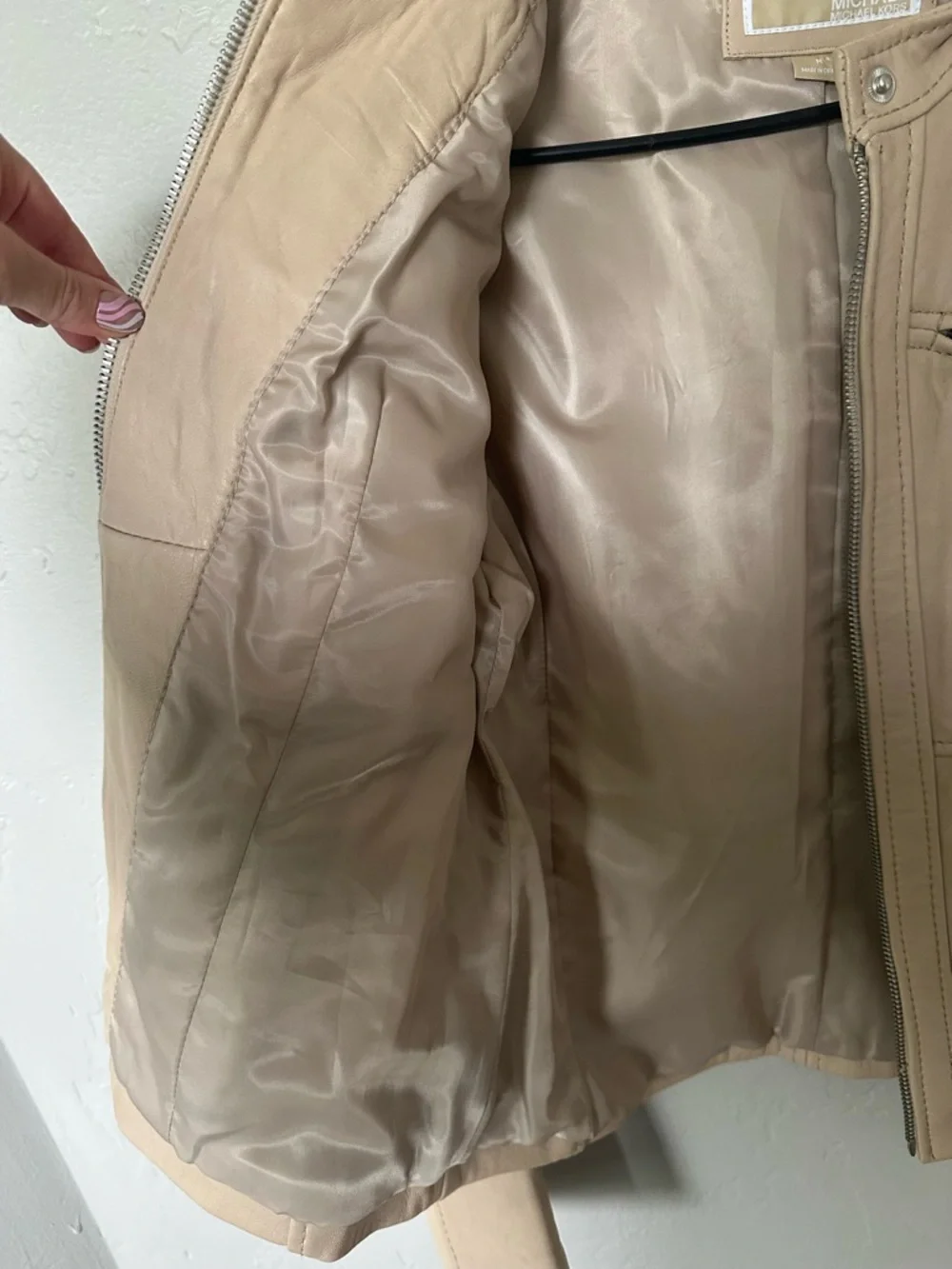 Michael Kors Leather Moto Zip Pocket Jacket - Picture 6 of 7